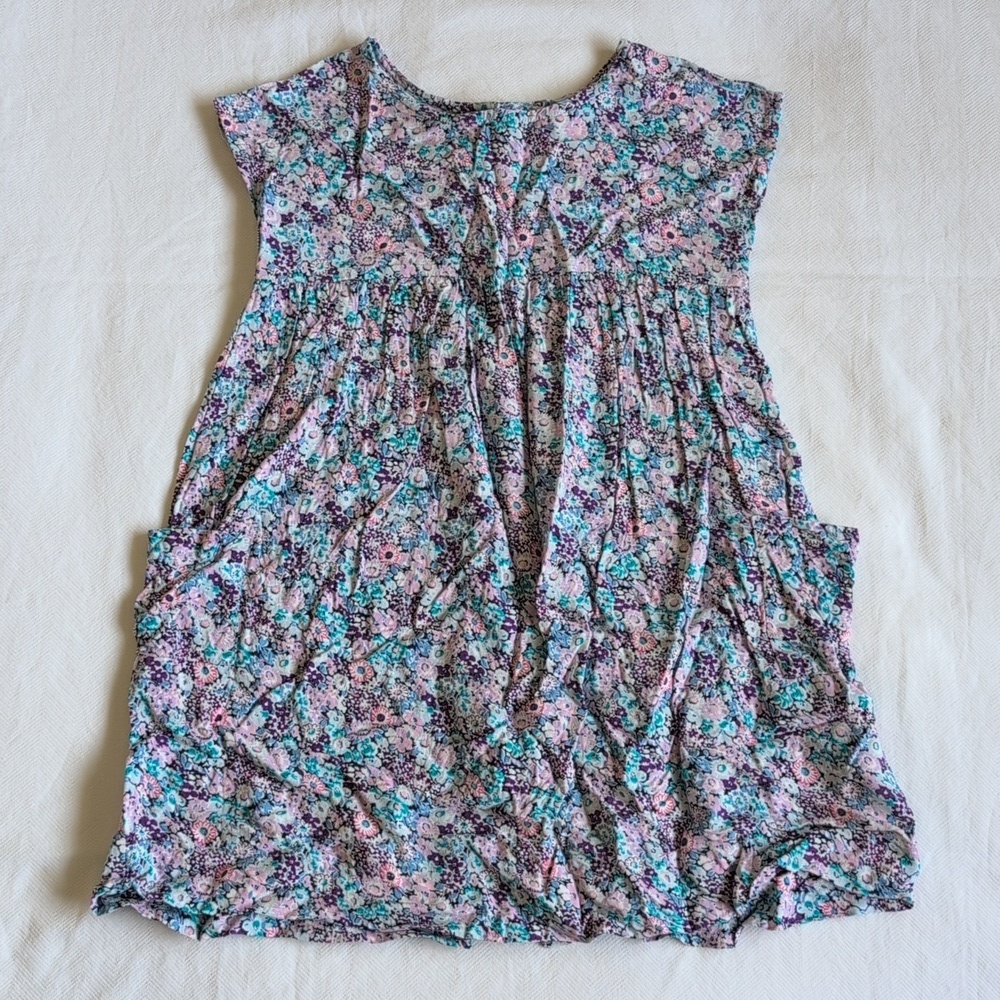 joe fresh floral viscose pocket tunic dress with button down back 5T girls